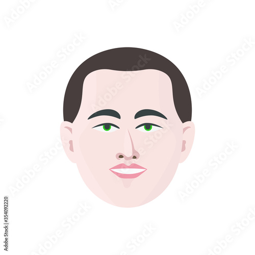 Europe man face in modern flat style vector, simple people concept on white background for your design work, presentation, website or others.
