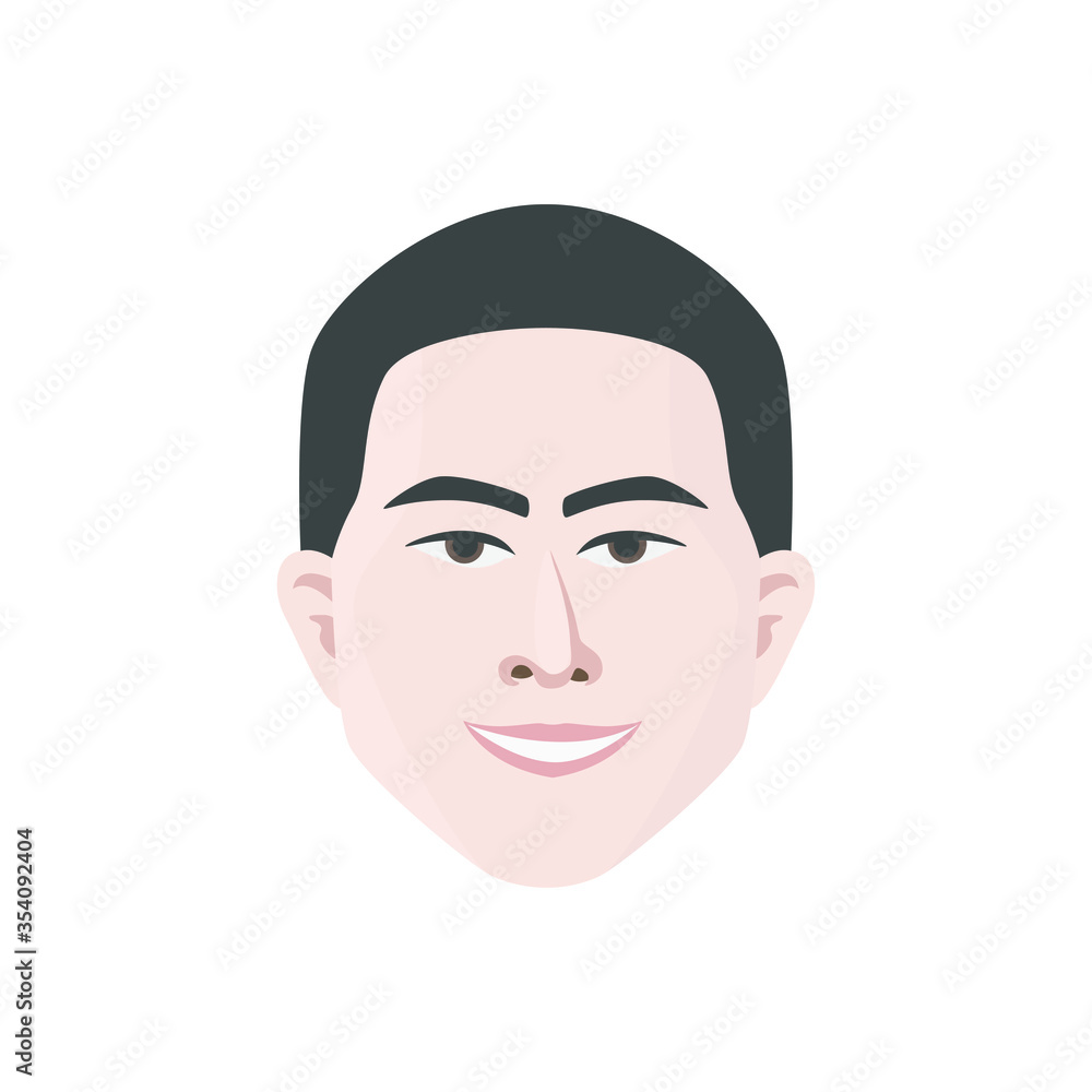 Asian face in modern flat style vector, simple people concept on white background for your design work, presentation, website or others.