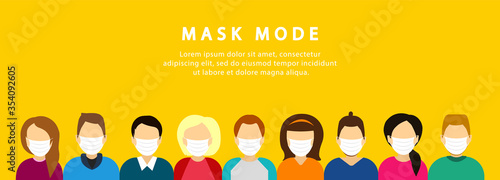 A crowd of masked people. Mask mode. Quarantine. Coronavirus.