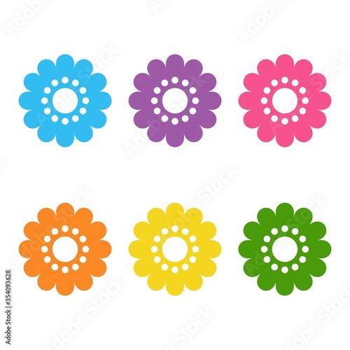 Wallpaper Mural Set of cute flat icon flower icons in silhouette isolated on white. cartoon style decoration Torontodigital.ca