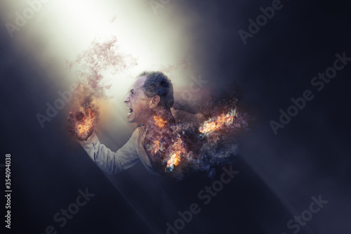man expressing anger, anger, frustration, stress, scream, courage, hatred, helplessness photo