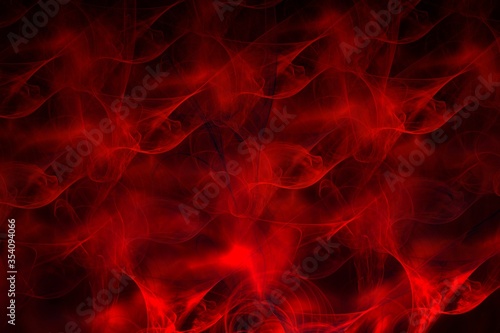 Red smoke and flames in waves, abstract background for design.