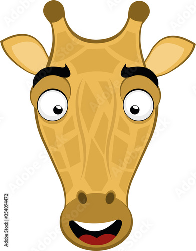Vector illustration of the face of a cute giraffe cartoon