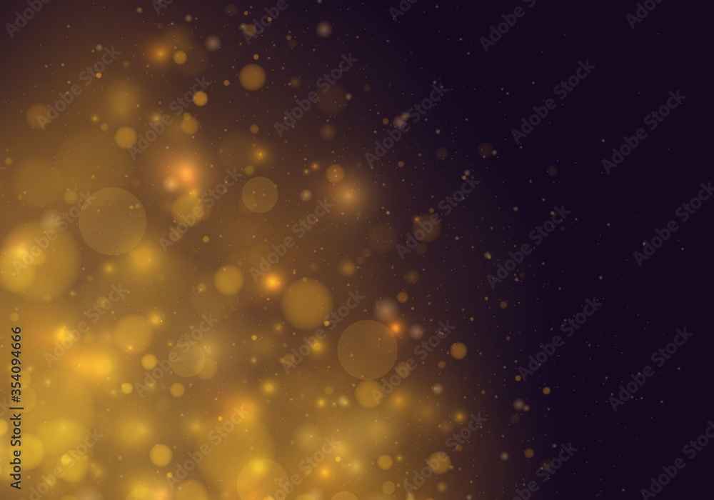 Light abstract glowing bokeh lights. Festive golden luminous background with colorful lights bokeh. Magic concept. Christmas concept.