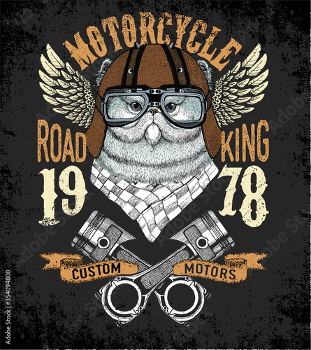 Motorcycle vector typography. Cool animal for t-shirt graphics, vectors.