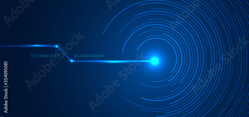 Abstract technology futuristic concept blue circular lines banner design connection