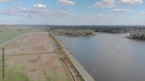 Wallpaper Mural Nature views with lake, forest, field, clouds in a sunny day. Drone View. Video 9 Torontodigital.ca