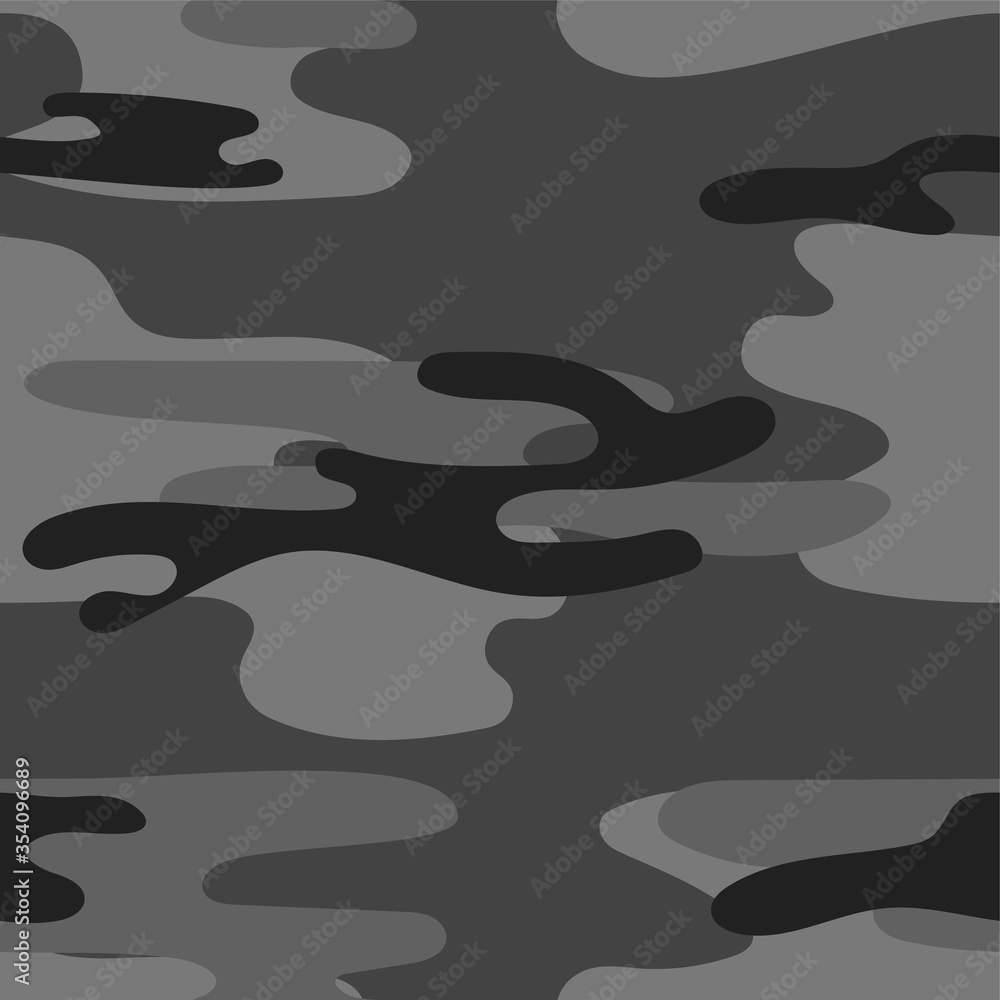 Military camouflage seamless pattern. Khaki texture. Trendy background. Abstract color vector illustration. For design wallpaper, fabric, wrapping paper.
