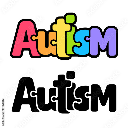 Autism rainbow puzzle text