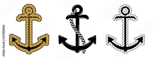 Photos Set of Three Vector Nautical Anchor Logo