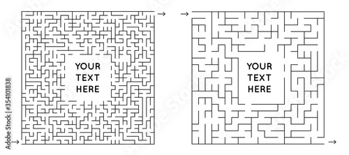 Vector Maze on White Background. Text Box Template. Pattern for children books, magazines.