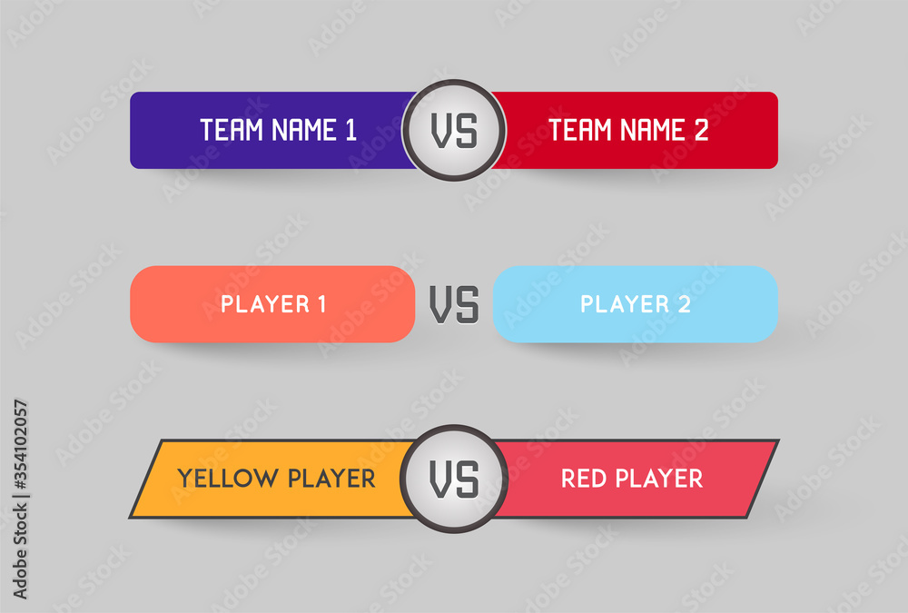 Set of Game Versus Screen. Fight Backgrounds Against Each Other. Battle. Team vs Team. Sport or Gaming. Vector Illustration. Set of Game Versus Screen. Fight Backgrounds Against Each Other. Battle. Team vs Team. Sport or Gaming. Vector Illustration.