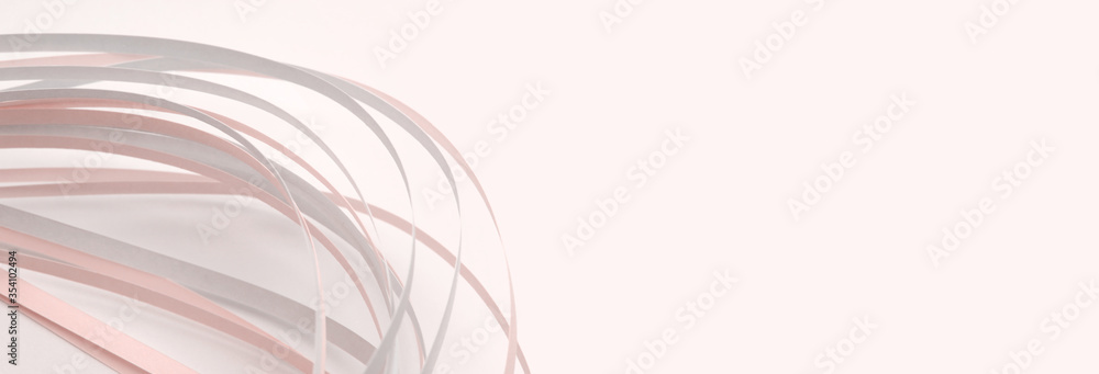 Naklejka premium Abstract pink and gray color strip wave paper horizontal background.