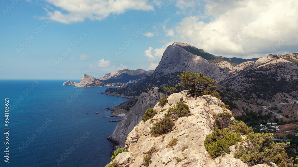 Mountain sea rocky scene. Mountain sea view. Sea beach in mountains. Rocky scene. Mountain top. Mountain sea rocky scene. Mountain sea view. Sea beach in mountains. Rocky scene. Mountain top.