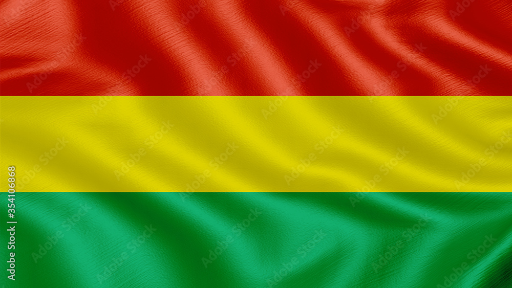 Flag of Bolivia. Realistic waving flag 3D render illustration with highly detailed fabric texture. Flag of Bolivia. Realistic waving flag 3D render illustration with highly detailed fabric texture.