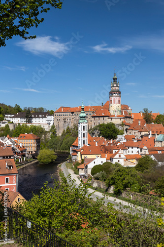 View of the town and castle of Czech Krumlov, Southern Bohemia, Czech Republic