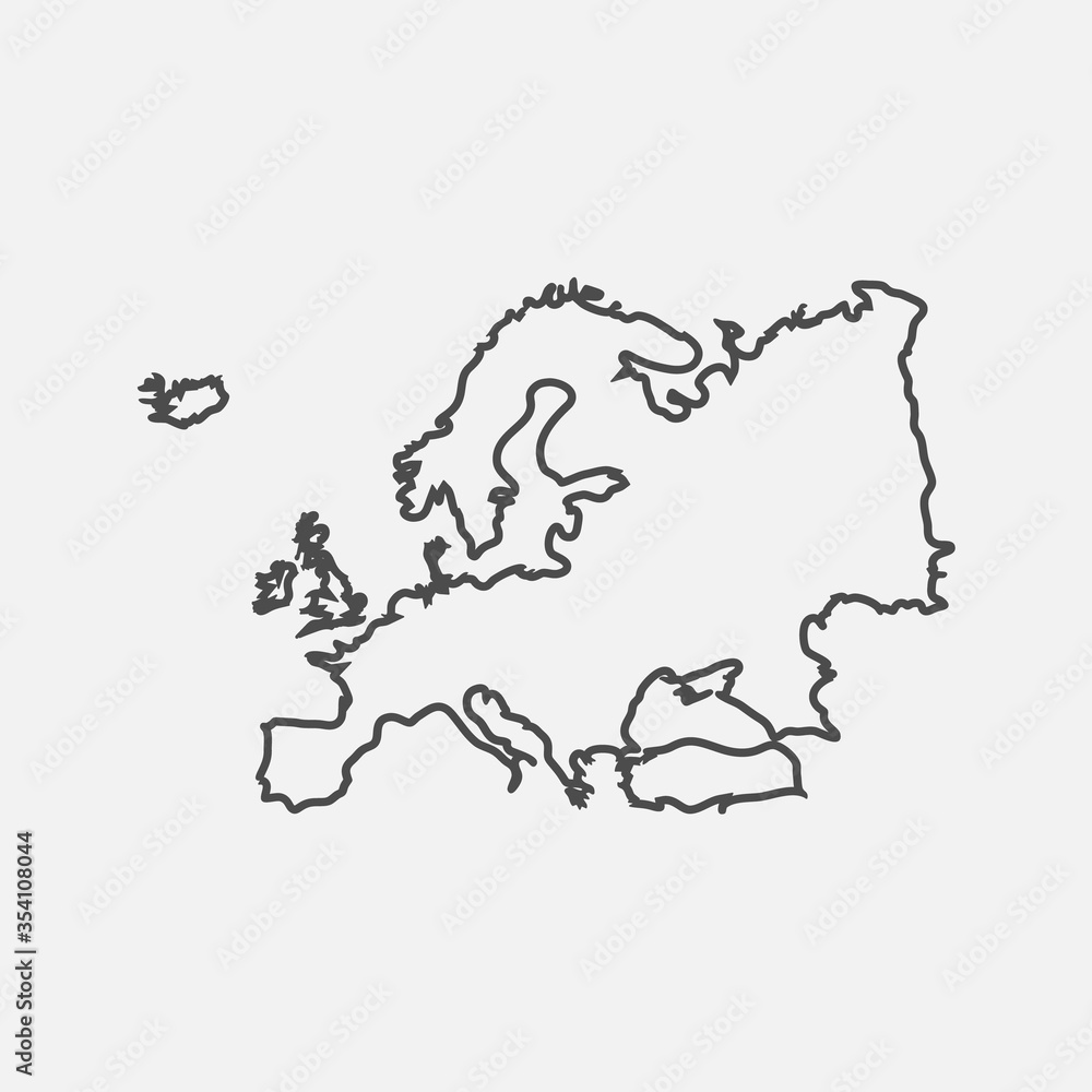 Europe map isolated on white background. Vector illustration.