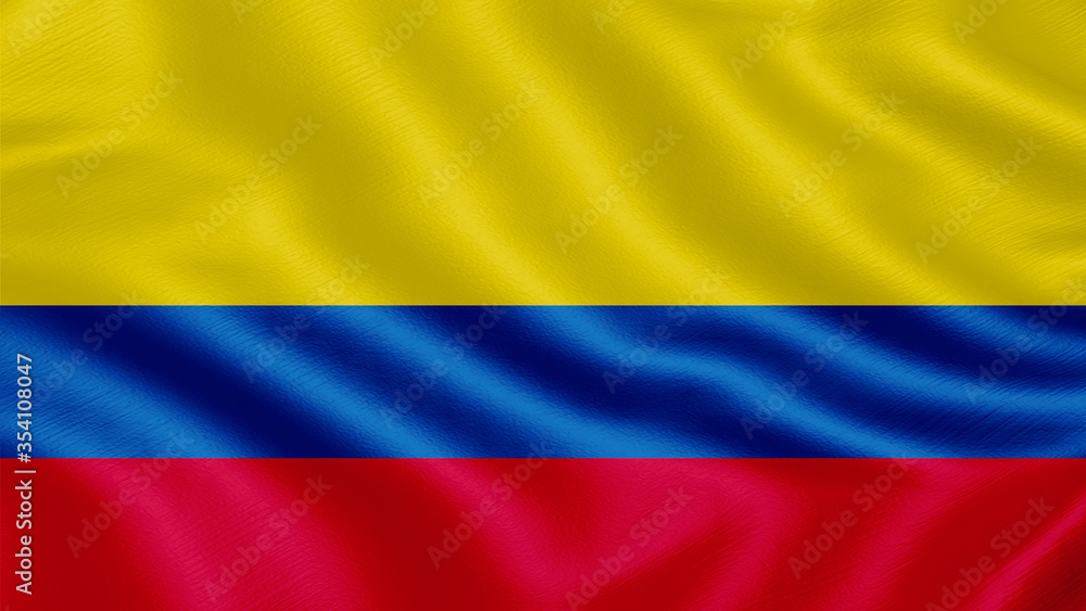Flag of Colombia. Realistic waving flag 3D render illustration with highly detailed fabric texture. Flag of Colombia. Realistic waving flag 3D render illustration with highly detailed fabric texture.