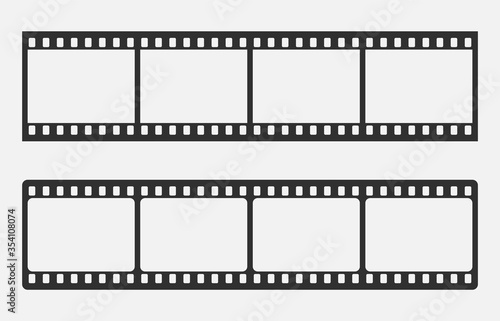 Blank cinema film strip isolated on white background. Vector illustration.