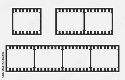 Blank cinema film strip isolated on white background. Vector illustration.