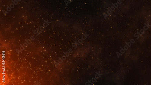 Red fire smoke with small particle embers background - 3D illustration fire particle background concept photo