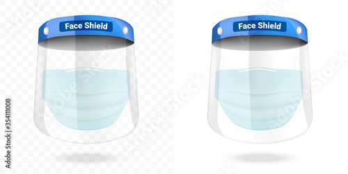 Surgical face shield mask and Virus Protection isolated on white background. Safety Breathing,  Health Care and Medical Concept Design.