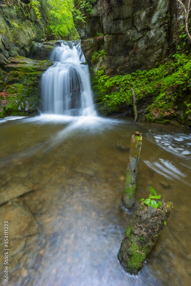 Fototapeta Resov waterfalls on the river Huntava in Nizky Jesenik, Northern Moravia, Czech Republic