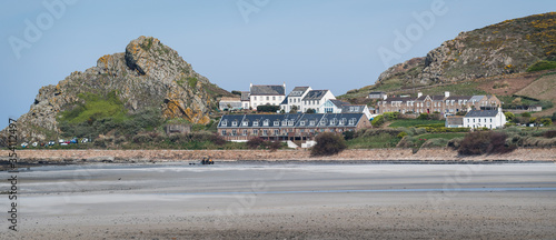 Low tide on the beach at L'Etacq, St Ouen's bay, Jersey, Channel Islands photo