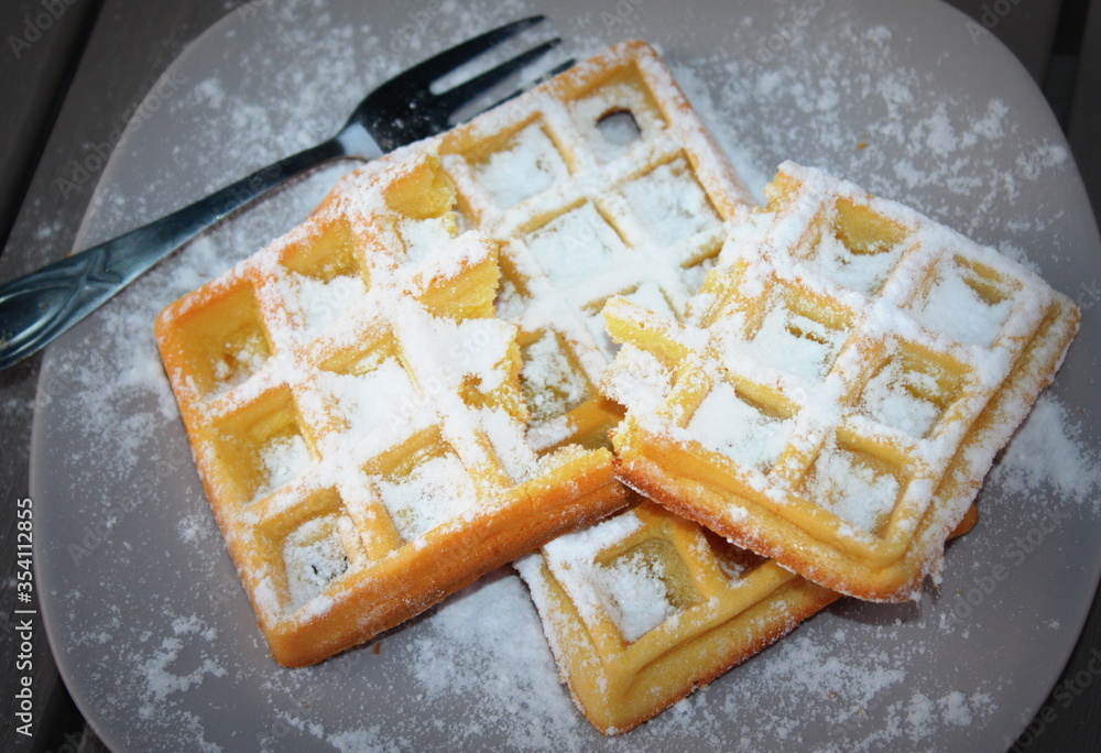 gaufres au sucre glace , pâtisserie faite maison gaufres au sucre glace , pâtisserie faite maison