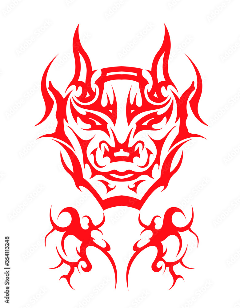 red devil boy abstract tattoo sticker symbol red devil boy abstract tattoo sticker symbol