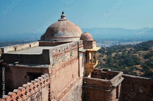 fragment of the tower wall of the fortress-Fort of Kumbhalgarh, India