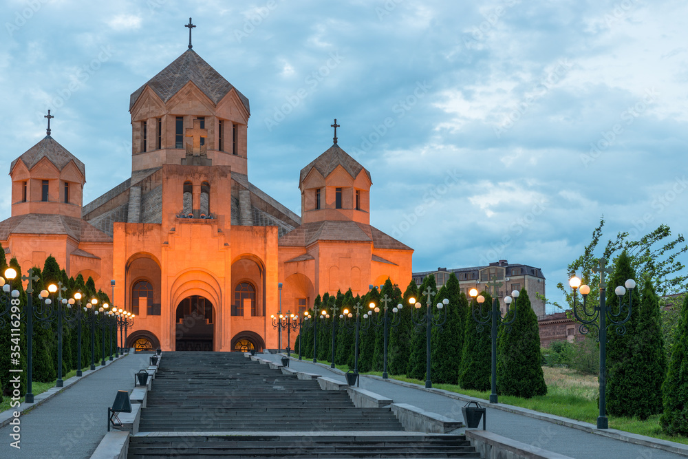 church of St. Gregory in the evening in Erevan, Armenia