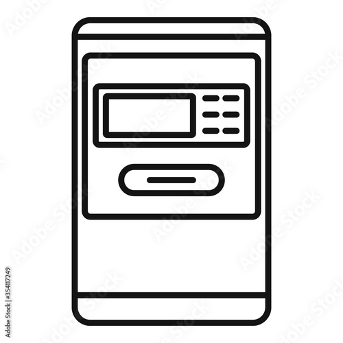 Airport atm machine icon. Outline airport atm machine vector icon for web design isolated on white background © anatolir