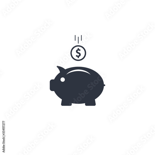 Piggy bank with coin dollar. vector symbol
