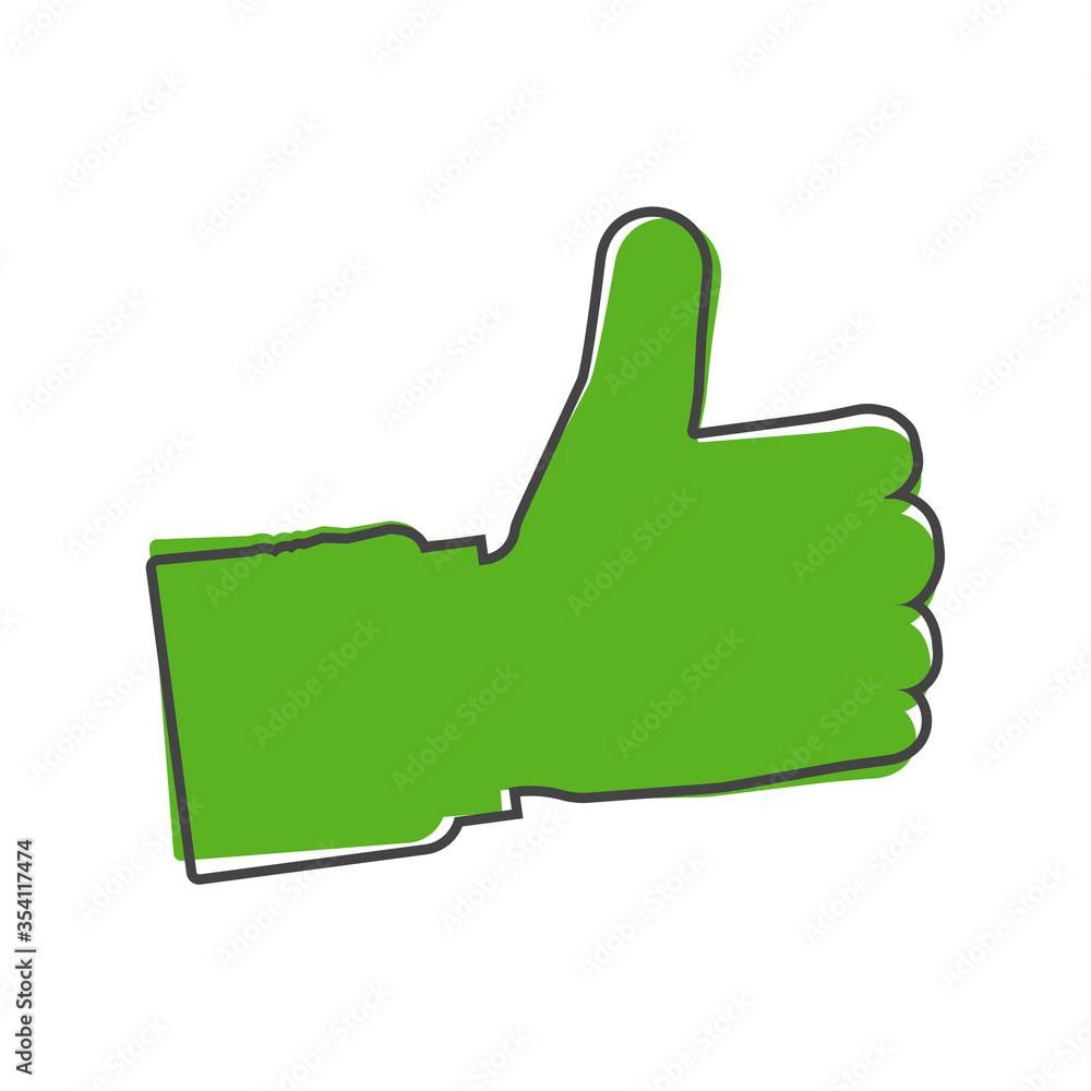Hand Thumb Up icon flat. Vector illustration thumb up cartoon style on white isolated background. Hand Thumb Up icon flat. Vector illustration thumb up cartoon style on white isolated background.