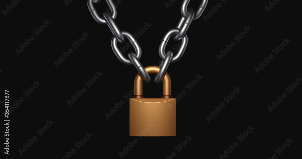 Chain with padlock. 3d rendering Chain with padlock. 3d rendering
