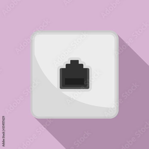 Lan port wall socket icon. Flat illustration of lan port wall socket vector icon for web design