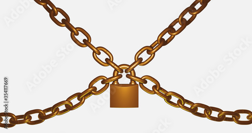 Chain with padlock. 3d rendering