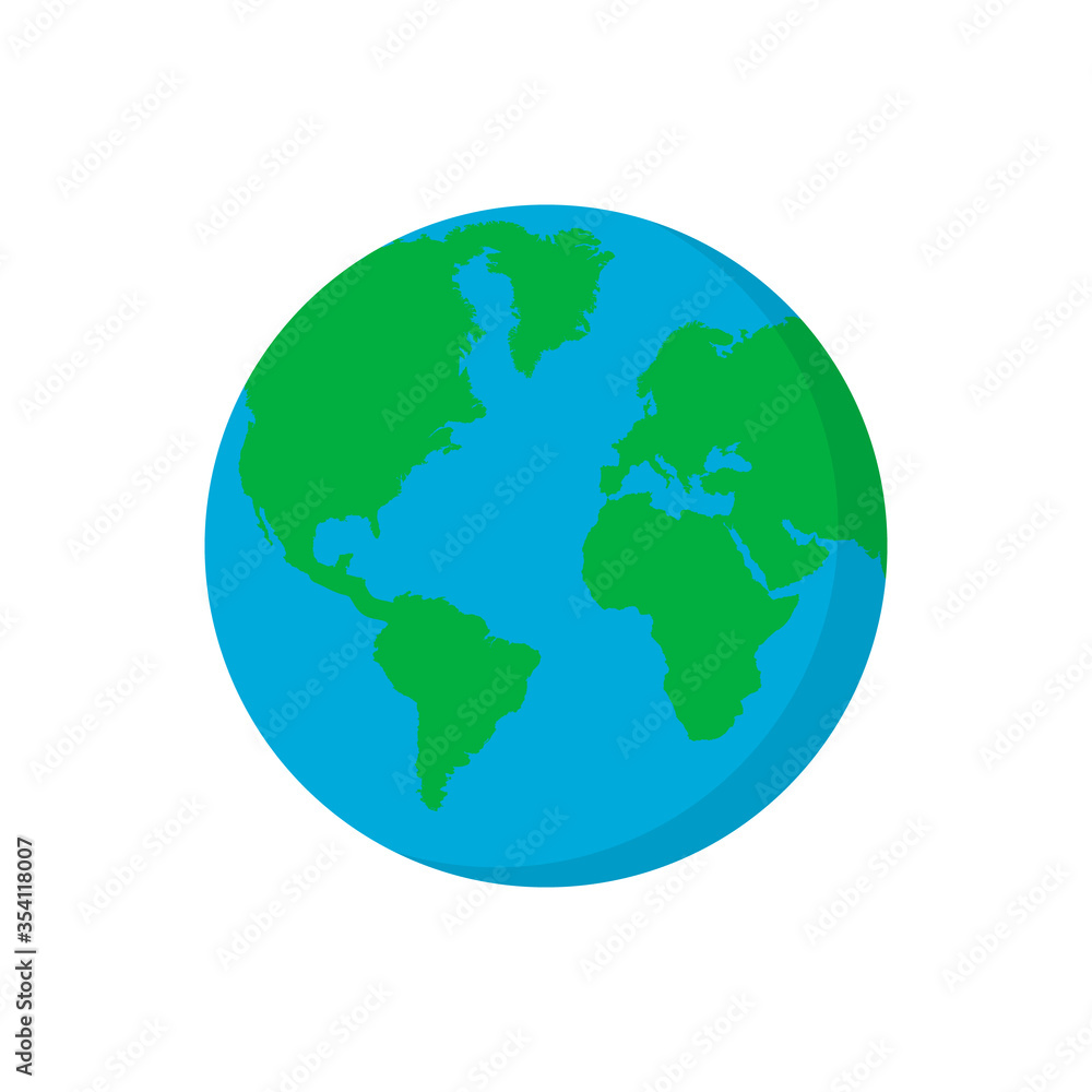 Planet Earth icon isolated on white background. Vector illustration.