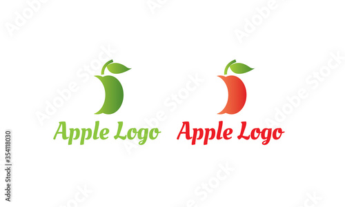 green Apple Logo and Red Apple Logo with modern style can for juice logo - fruit logo -drink symbol , food icon ,Vector EPS 10