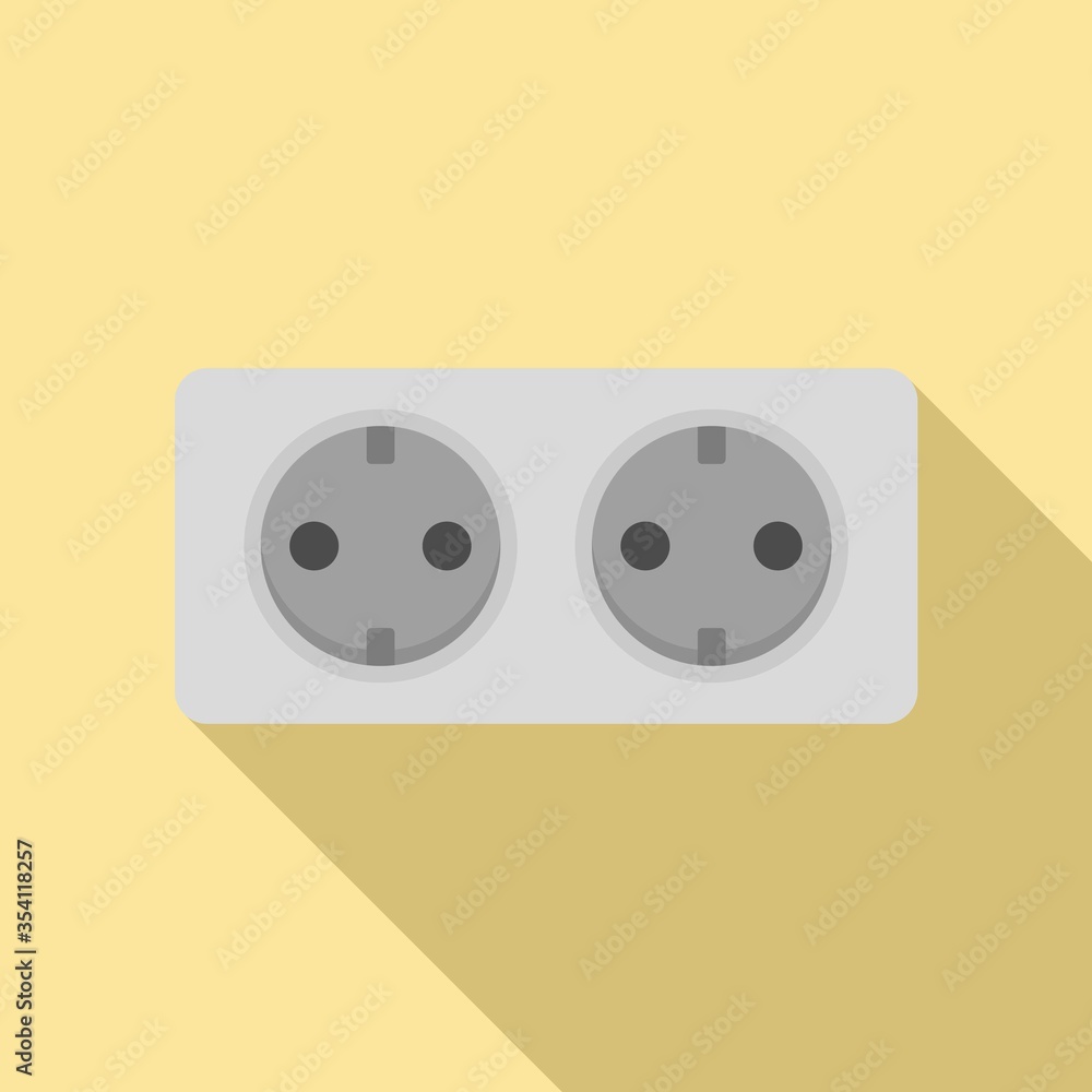 Double wall power socket icon. Flat illustration of double wall power socket vector icon for web design Double wall power socket icon. Flat illustration of double wall power socket vector icon for web design
