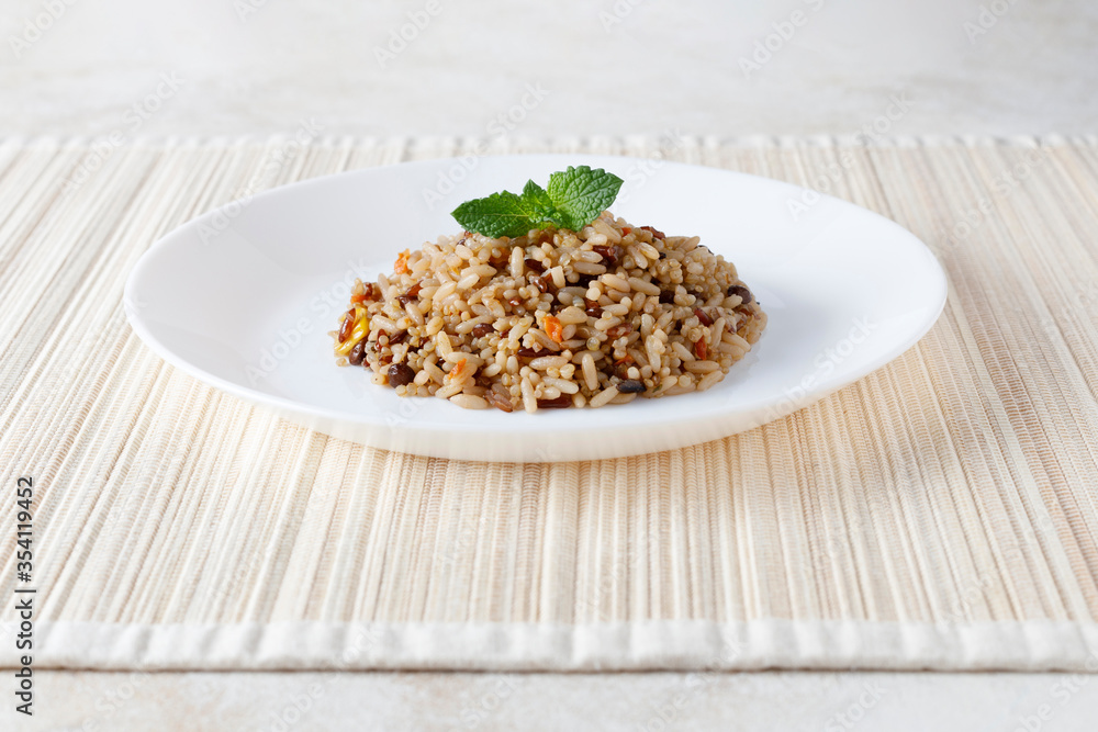 Vegetarian quinoa, rice, lentils and corn salad Vegetarian quinoa, rice, lentils and corn salad