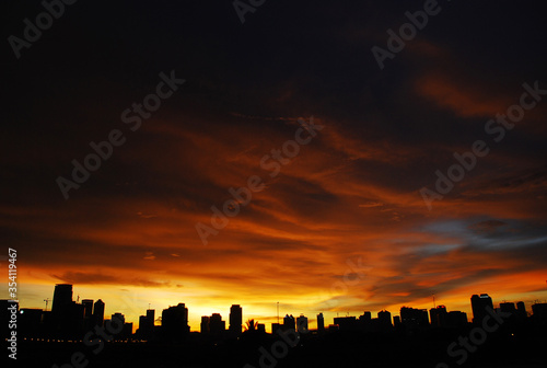 Beautiful sunset City in silhouette