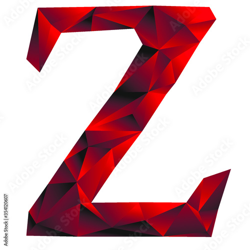 The uppercase letter of the English alphabet "Z" is made in vector style using black and red colors.
