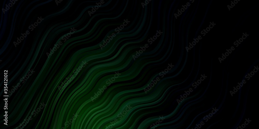 Dark Green vector backdrop with bent lines. Illustration in abstract style with gradient curved.  Pattern for business booklets, leaflets