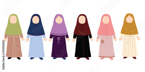 vector muslimah kids clothes style