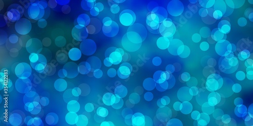 Light BLUE vector backdrop with circles. Illustration with set of shining colorful abstract spheres. Pattern for websites, landing pages.