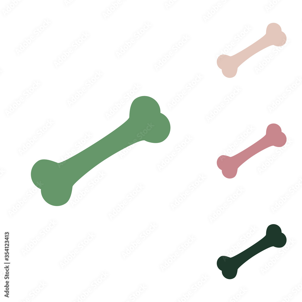 Bone sign illustration. Russian green icon with small jungle green, puce and desert sand ones on white background. Illustration. Bone sign illustration. Russian green icon with small jungle green, puce and desert sand ones on white background. Illustration.