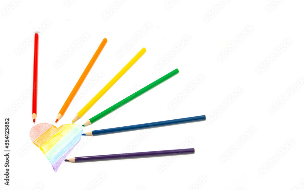 paint in the color of the LGBT on the money dollar, heart, on a white background paint in the color of the LGBT on the money dollar, heart, on a white background