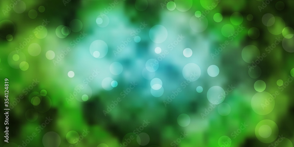 Obraz premium Light Blue, Green vector backdrop with dots. Colorful illustration with gradient dots in nature style. Design for posters, banners.